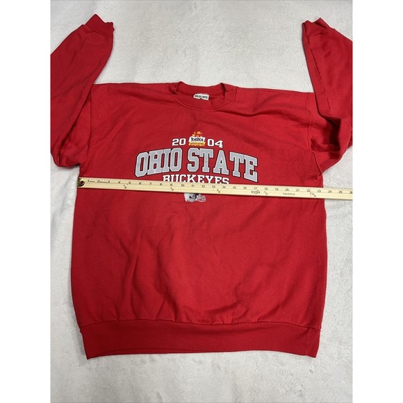 Vtg Y2K Ohio State Buckeyes 2004 Tostitos Fiesta Bowl Red Sweatshirt Size Large - Picture 7 of 10